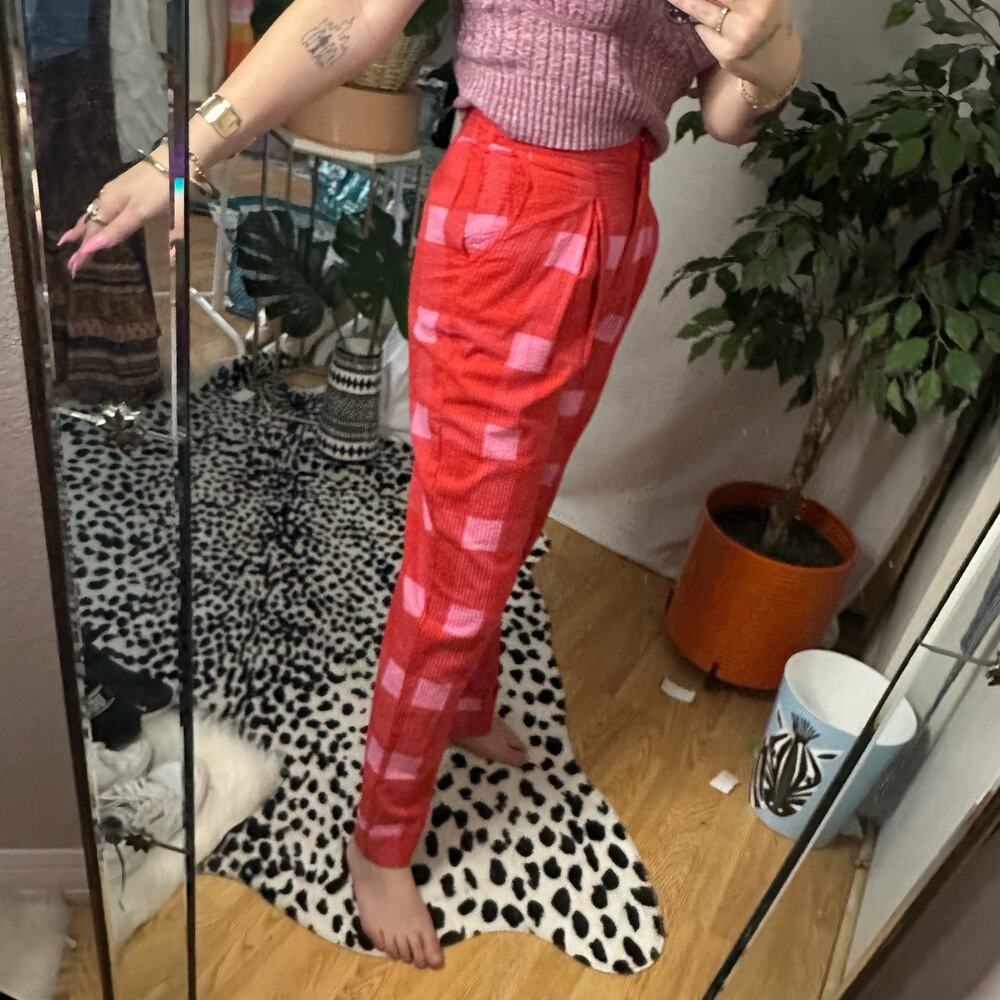Anthropologie x Porridge Preppy Plaid Wide-Leg Pants Red Size XS NWT - Picture 6 of 7